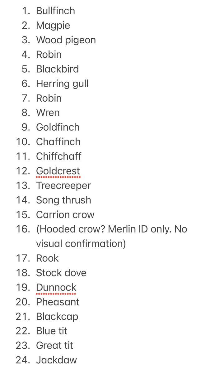 Right, I’ve had a kip, and now written up my list for this morning. #DawnChorusDay total, for an hour at Danes Dyke from about 5am, is either 23 or 24 depending on whether we believe Merlin about the hooded crow or not.