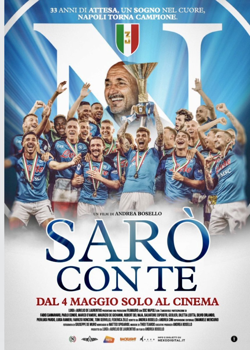 +++Sarò con te sbanca al botteghino+++ Il film scudetto del Napoli fa registrare, nel suo primo giorno di uscita nelle sale cinematografiche, il maggiore incasso in Italia! #ForzaNapoliSempre