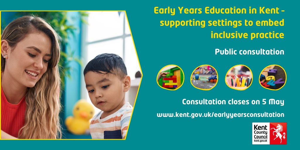 Last chance to tell us your views on proposals designed to improve the educational support for children aged 0-5. Find out more and have your say at kent.gov.uk/earlyyearscons… #Earlyyears #KCC #Kent