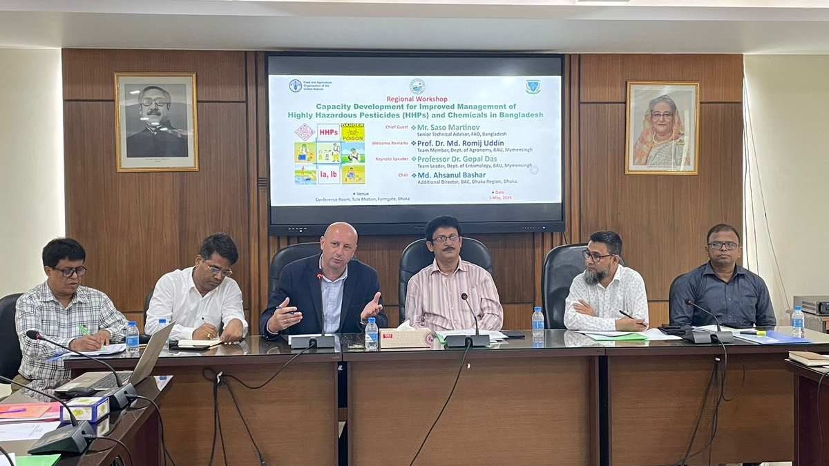 FAO attended a workshop organized by Bangladesh Agricultural University focusing on capacity development for a holistic #pesticide management system that will help to achieve 🎋 Responsible resource management 🍲Sustainable food production 🟢Good agricultural practices