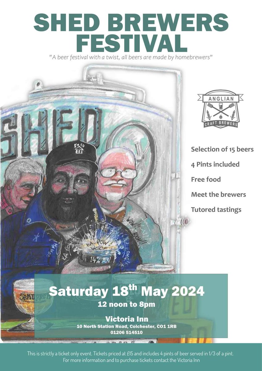 RichSwin (@richswin) on Twitter photo Anyone close to Colchester, Essex, the <a href="/ACB_Brew_Club/">Anglian Craft Brewers Homebrew Club</a> are putting on our annual "Shed Brewers" festival at the <a href="/victoriainncol/">Victoria Inn</a> on Saturday May 18th. Still tickets remaining available at The Vic or by calling them. It's always a super day. See you there. Anyone close to Colchester, Essex, the <a href="/ACB_Brew_Club/">Anglian Craft Brewers Homebrew Club</a> are putting on our annual "Shed Brewers" festival at the <a href="/victoriainncol/">Victoria Inn</a> on Saturday May 18th. Still tickets remaining available at The Vic or by calling them. It's always a super day. See you there.