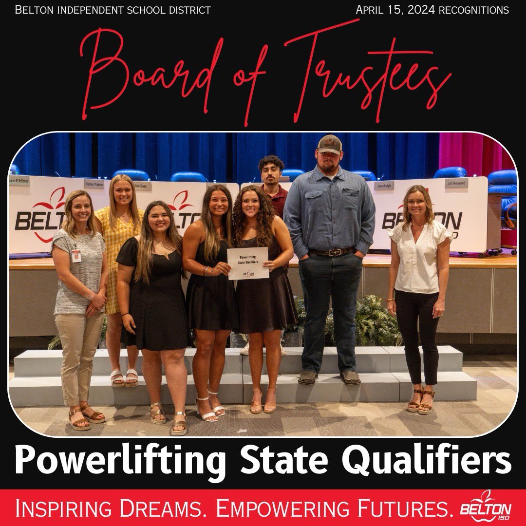 The Powerlifting State Qualifiers were recognized at the April Board of Trustees Meeting. #EACHandEVERYstudent #CelebrateBISD🍎 📸 bit.ly/3WdlDRd