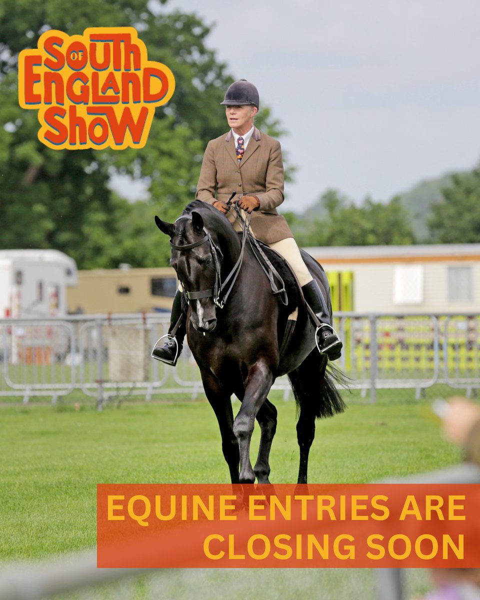 Equine entries for the #SouthofEnglandShow close 8th May!

Head to our website to find out more: ow.ly/oq9G50RvQyA

#SOES24 #equine #compete