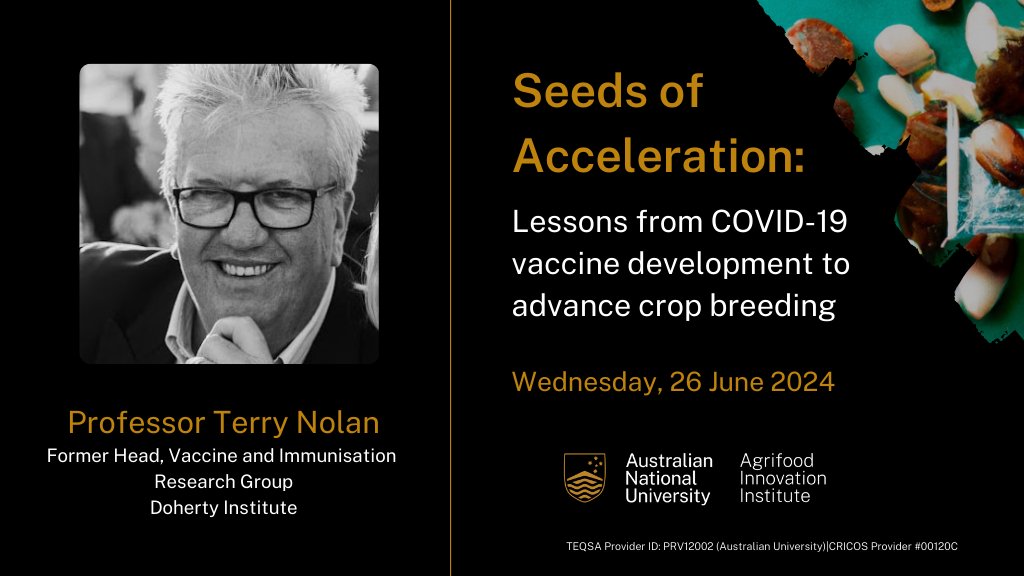 Speaking at our June workshop: Prof Terry Nolan (@TerryNo84841360) is a pediatrician and clinical epidemiologist; and an expert on immunisation, pandemic vaccine planning and response, and clinical trials of new vaccines events.humanitix.com/seeds-of-accel…