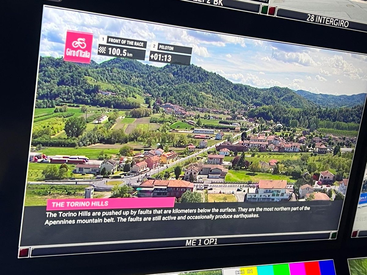 So with the @geotdf crew, we got a new job, providing geo-information to the @giroditalia production crew. So: DM us your fav geological landmarks along the Giro route, and we'll pass 'em on!
