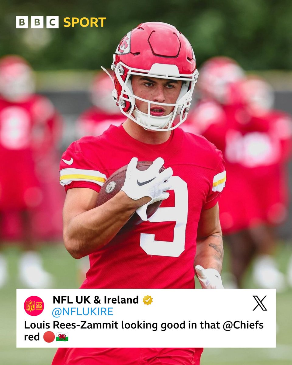 A first look at @LouisReesZammit in a @chiefs uniform @NFLUKIRE 👀

Always has looked good in red!

#BBCNFL