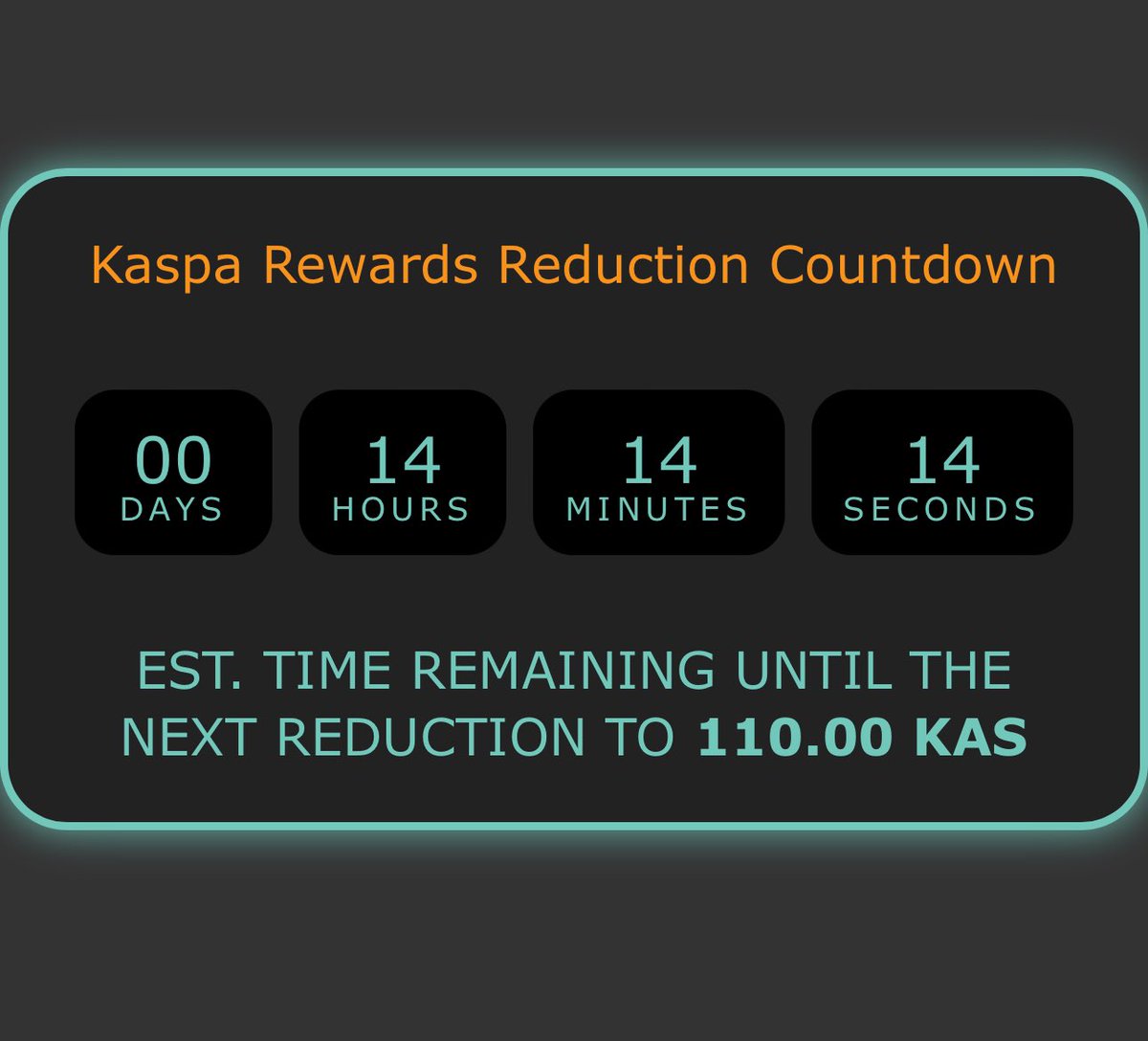 Half a day until the next $kas reduction Watch it live at kas.live/timer