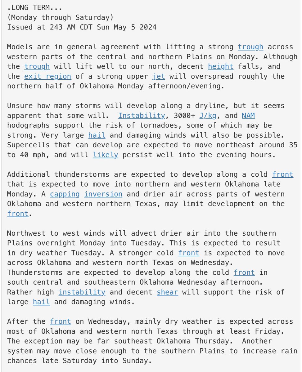 New NWS Wichita and NWS Norman Area Forecast Discussions: