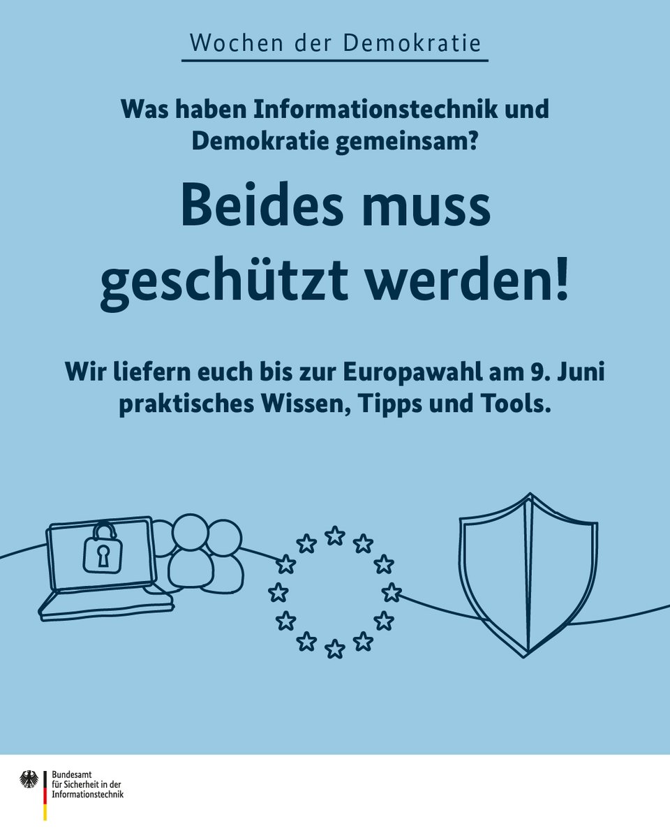 Den #Europatag nehmen wir zum Anlass, um euch ab sofort auf die Europawahl am 9. Juni einzustimmen. #Desinformationskampagnen, #Deepfakes und #Cyberangriffe werden zunehmend genutzt, um die #Demokratie in Europa zu schwächen. Wir verraten, wie ihr euch und andere schützt.