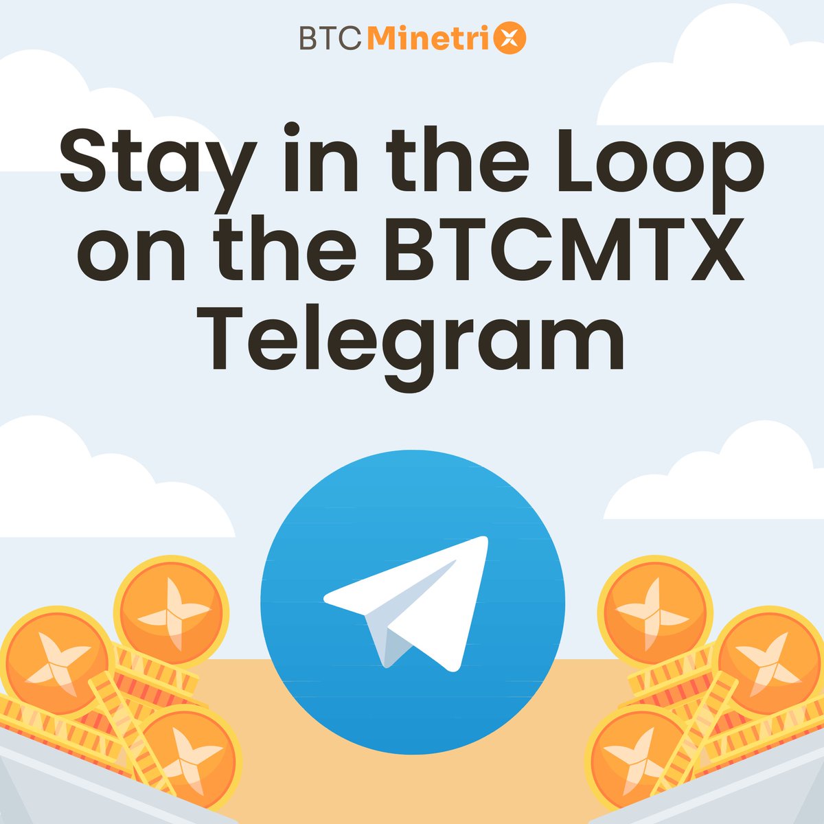 Join the #BTCMTX #Telegram and explore the latest developments in #Bitcoin cloud mining! ⛏️ Stay in the loop with live notifications, participate in discussions, and tap into the knowledge of experienced #BTC mining aficionados. 📈 Connect with us at 🔗 t.me/bitcoinminetrix