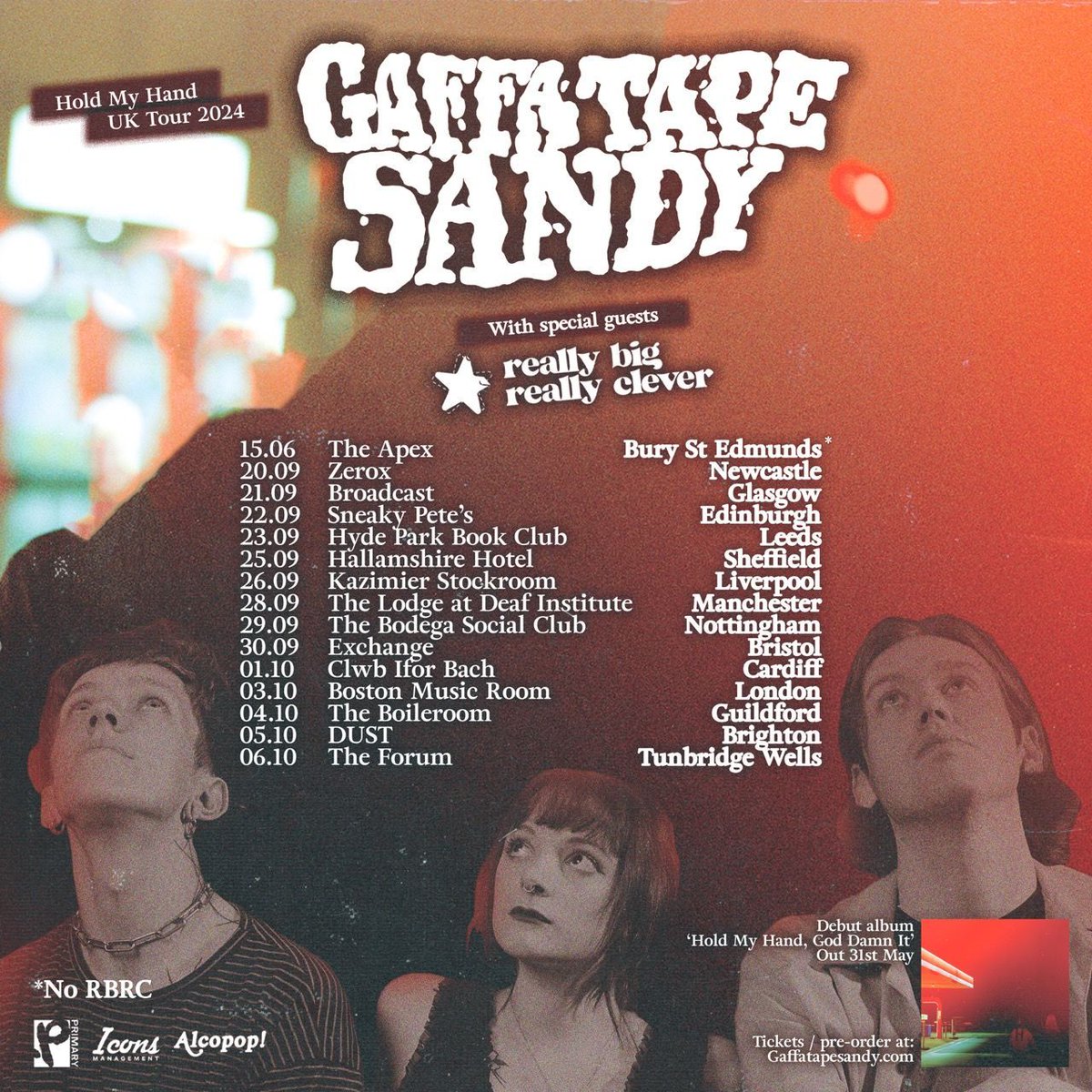 Support announced for for GAFFA TAPE SANDY, it's the awesome REALLY BIG REALLY CLEVER 🎓
