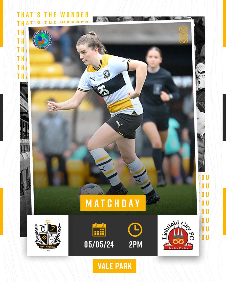IT'S MATCHDAY!!! 🆚 Lichfield City Ladies Reserves 🕑 2pm KO 🏟️ Vale Park, ST6 1AW 🏆 @wmrwfl Division One North 🎫 £4 Adults/ £2 Concessions bit.ly/PVFCWvsLichfie… #PVFC | #UTV