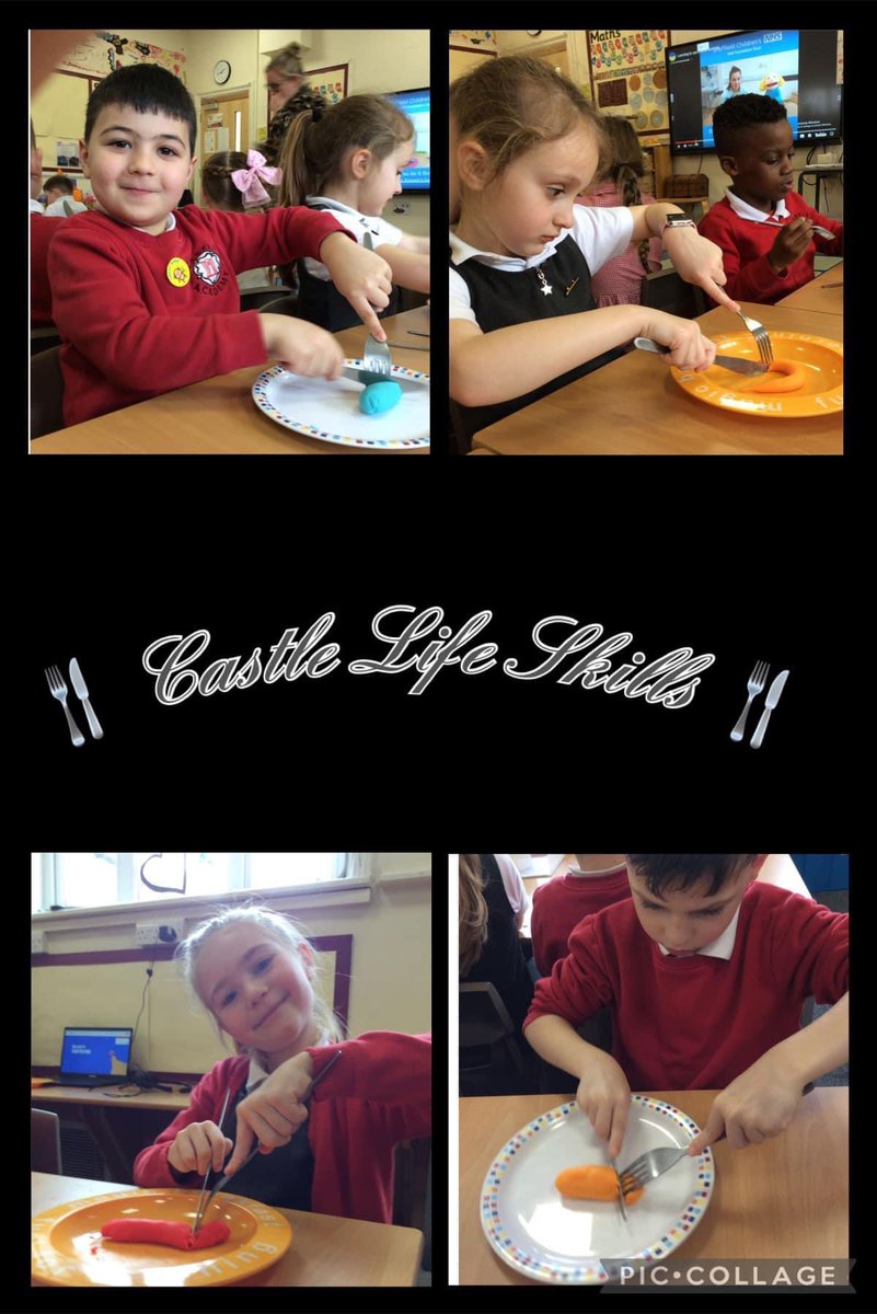 Life skills are an important part of the Castle Curriculum. Well done to Year 1 for practising their knife and fork skills using playdough. #Enrichment #lifeskills