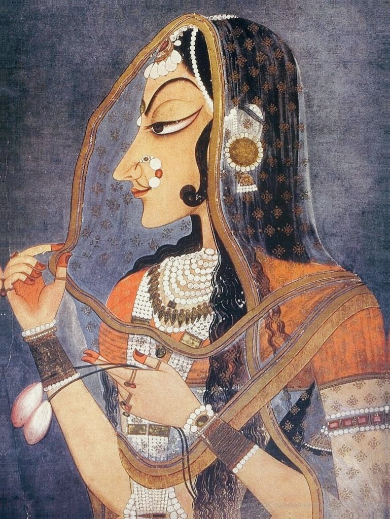 fuck a rhinoplasty I'd much rather look like 18th century baddie bani thani here who the raja of kishangarh was terribly down bad for, and for whom he abdicated his throne only to spend the rest of his life writing love poems for her