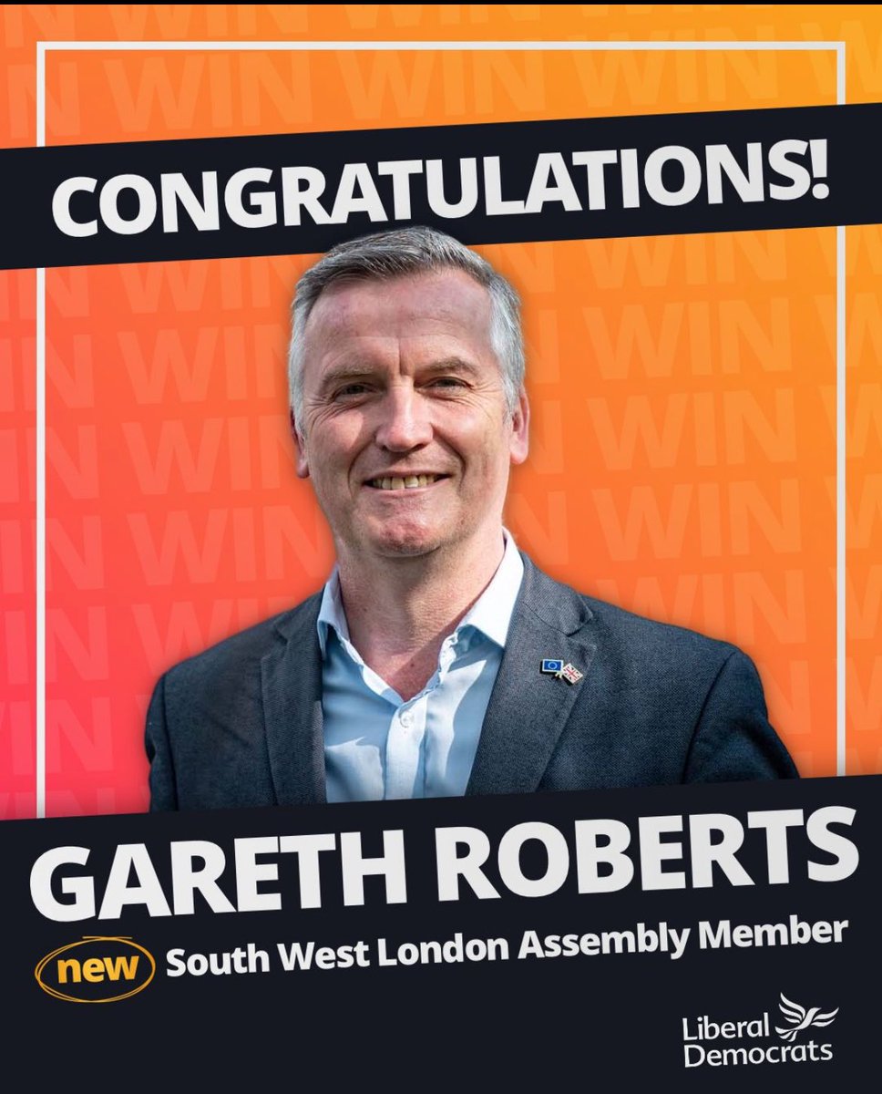 So delighted to now have two @LibDems London Assembly Members from South West London: 1. @MertonLibDems’ very own @HinaBokhariLD; and 2. @Gareth_Roberts_ representing part of the new Wimbledon constituency. 🗳️🔸 +🗳️🔸= 💖🔶