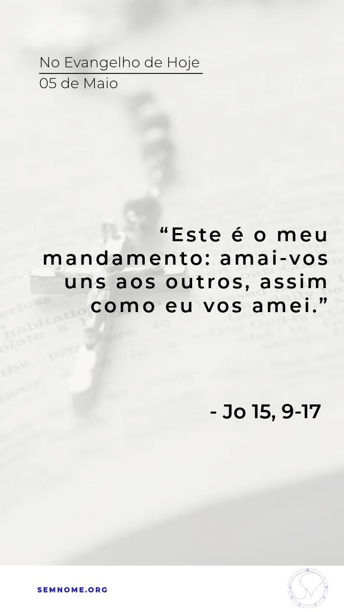 Bom dia! #EvangelhoDeHoje 

“Este é o meu mandamento: amai-vos uns aos outros, assim como eu vos amei.”
- Jo 15, 9-17