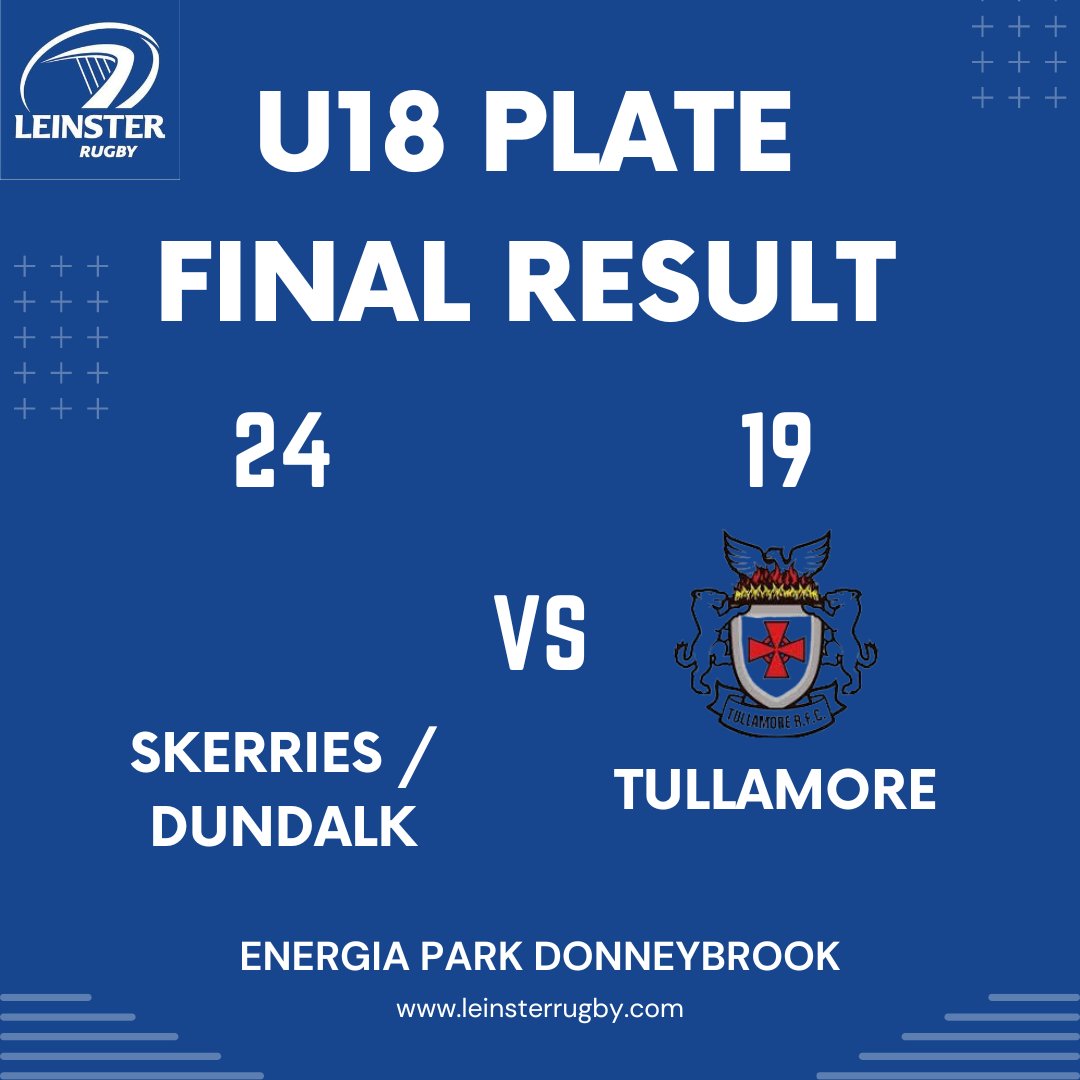 Congratulations to @skerriesrugby / @DundalkRFC girls on winning the U18 Plate final! Fantastic end to a great season. Also well done to @TullamoreRFC Girls for making it to the final, a brilliant achievement 👏