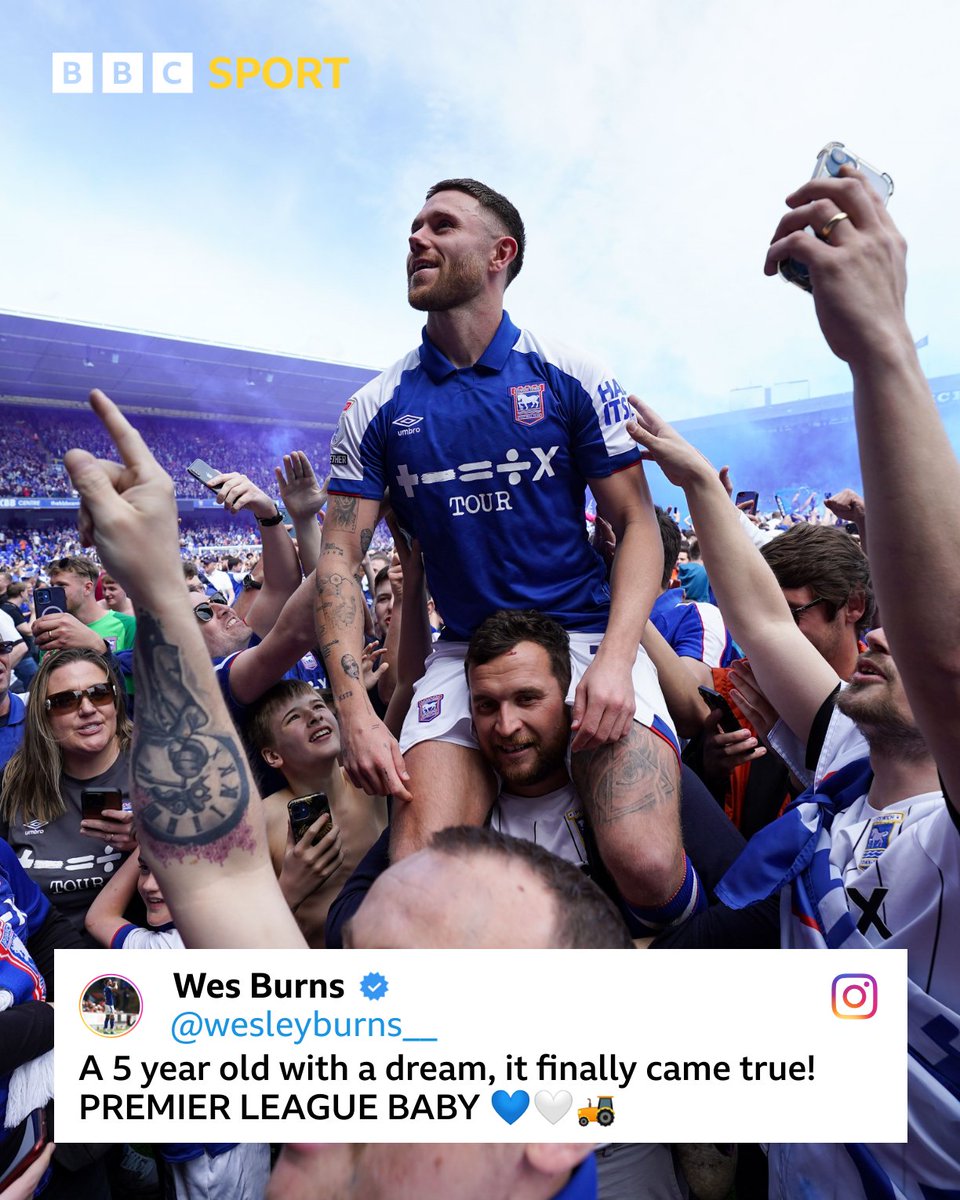 What a moment for @wesley__burns Ipswich are back in the Premier League! ⚽ #BBCFootball