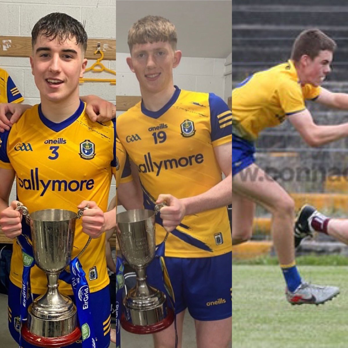 Congratulations to UCD students and fresher A footballers, Bobby Nugent (Roscommon Captain), Daniel Casey, Ethan O’Reilly & James Connolly on winning the @EirGrid _ Connacht U20 Football Championship title yesterday with @RoscommonGAA #ucdgaa