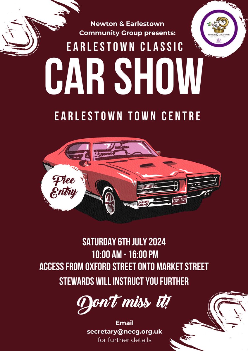 Got a classic you want to show off?! Then come to Earlestown Classic Car Show on Saturday 6th July for a day out hosted by @NECG2012 Email secretary@necg.org.uk for more info, or just roll up on the day! 🇬🇧
