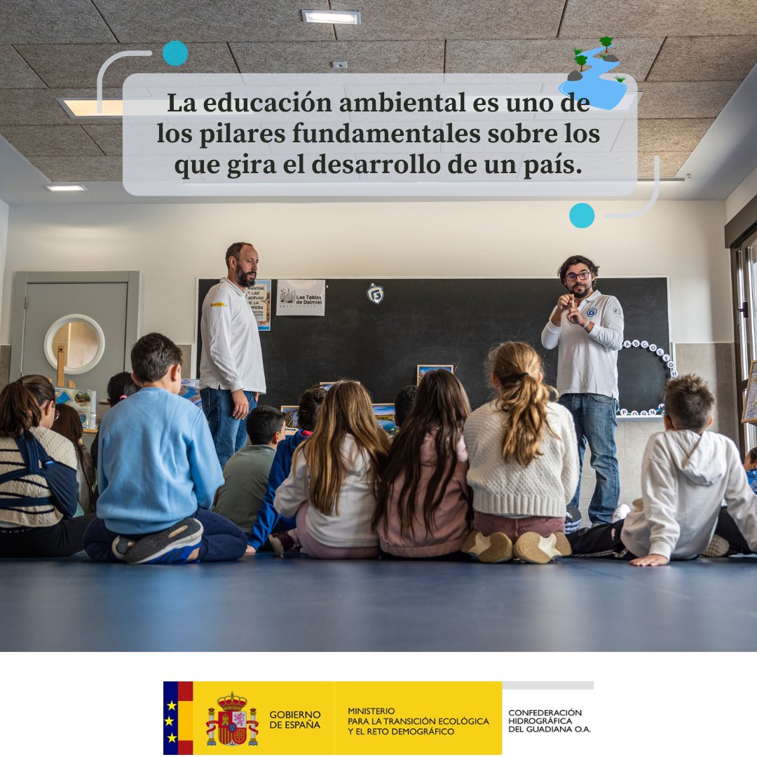 💧 La educación ambiental es uno de los pilares fundamentales sobre los que gira el desarrollo de un país. Desde la @CH_Guadiana estamos comprometidos con nuestro río, y trabajamos para que todos podamos aprender sobre él. 🔗 Más información: chguadiana.es/servicio-al-ci… #Guadiana