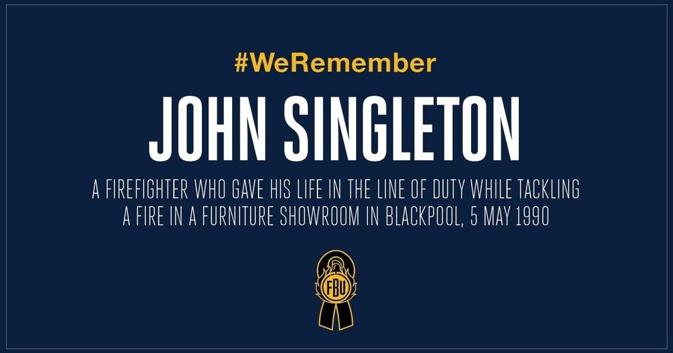 Today, #WeRemember firefighter John Singleton, who lost his life in the of duty on this day in 1990