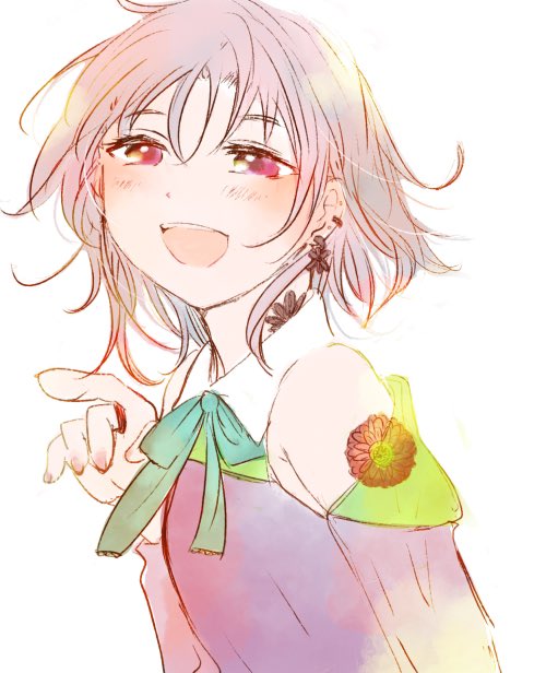 1girl solo looking at viewer blush smile open mouth short hair  illustration images