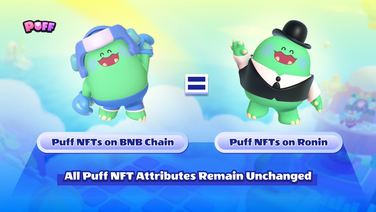 ALL #Puff #NFT attributes will remain unchanged after the #Puffverse migration to #Ronin 😉 Luck Value ⭐️ Star from #PuffSim 🤗 ... 💡 #PuffGenesis on Ronin will still own the most privileges Get details & be ready w/ #NFTs for the snapshot on May 6 🚩 bit.ly/P-Migration