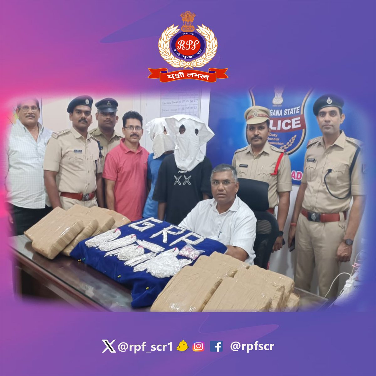 Securing Our Society: Ensuring Safety Every Step of the Way! #RPF & #GRP unite to bust 2 Drug Peddlers with 34 kgs of Dry Ganja, plus recovery of 5.5 kgs of Silver Ornaments from another perpetrator operating without valid documents. #OperationNARCOS #OperationSatark @RPF_INDIA