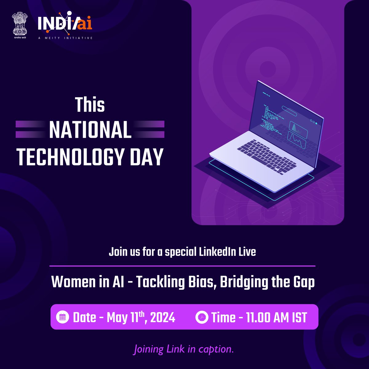 Excited to announce that we'll be hosting a special LinkedIn Live session in celebration of National Technology Day on May 11th! Let's explore the critical role of female leadership in AI and other STEM fields and discuss the evolving technological ecosystem. Stay tuned for more