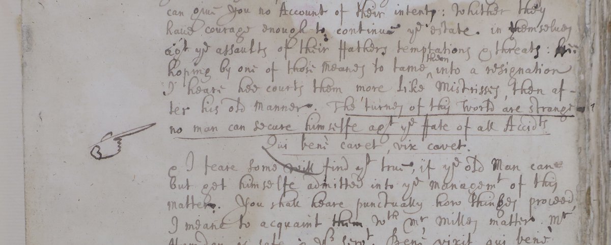 'no man can secure himselfe against the Fate of all Accidents' #manicule #BLAddMS28002