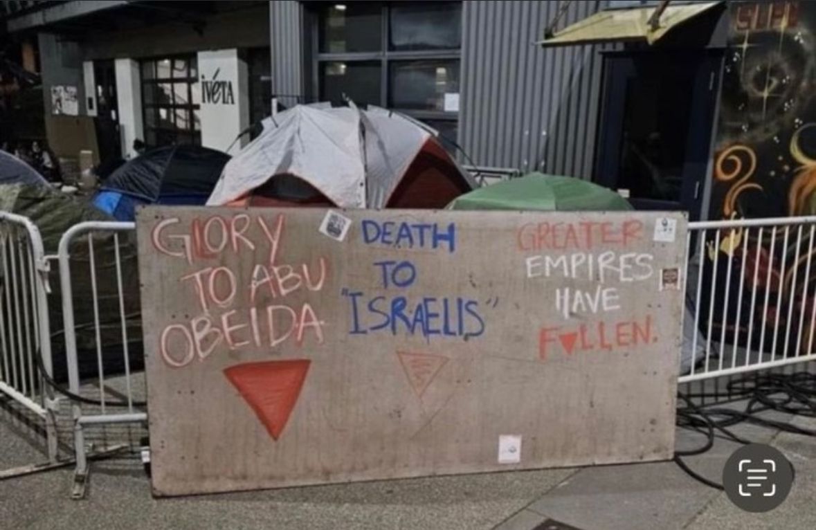 Is this what they call a 'peaceful' protest?

A banner at @ucsc calls for the death of Israelis and glorifies a Hamas terrorist.

How much more evidence is needed before the public realizes that these encampments support terrorism?