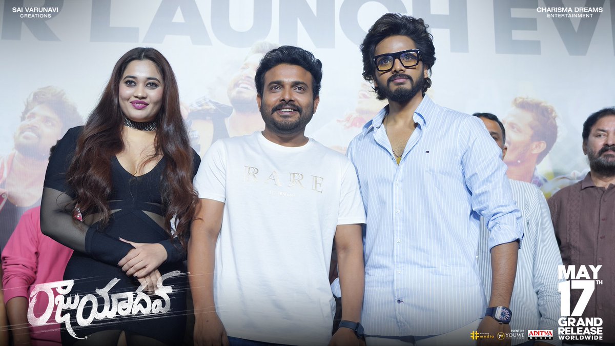 The #RajuYadav team, full of happiness, shines brightly at their Trailer Launch Event 🤩 ▶️youtu.be/S-uyJLnsauo Superhero @tejasajja123's presence added more amazement to the event ✨ WW Grand Release in theatres on May 17th❤️‍🔥 @getupsrinu3 @iamankitakharat @Kittu_Dir…