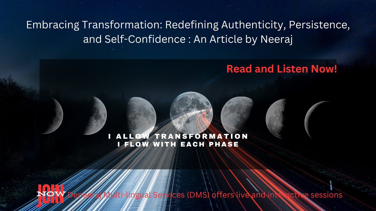 “Embracing Transformation: Redefining Authenticity and Persistence” An Article by Neeraj shorturl.at/bcnxV #EmbracingTransformation 💪 #RedefiningAuthenticity 🌟 #PersistenceIsKey 🔑 #DElotus #DEneeraj #PersonalGrowth 🌱 #SelfDiscovery 🧭 #CourageousJourney 🌈