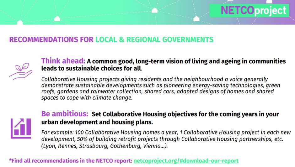 ⭐️𝙒𝙀𝙀𝙆𝙀𝙉𝘿 𝙍𝙀𝘼𝘿𝙄𝙉𝙂⭐️ Last week, as @NETCOproject announced their new Sustainable #CollaborativeHousing report, Pierre Arnold shared details of the key policy recommendations for governments & the EU. Download the Report👇 netcoproject.org/#download-our-…