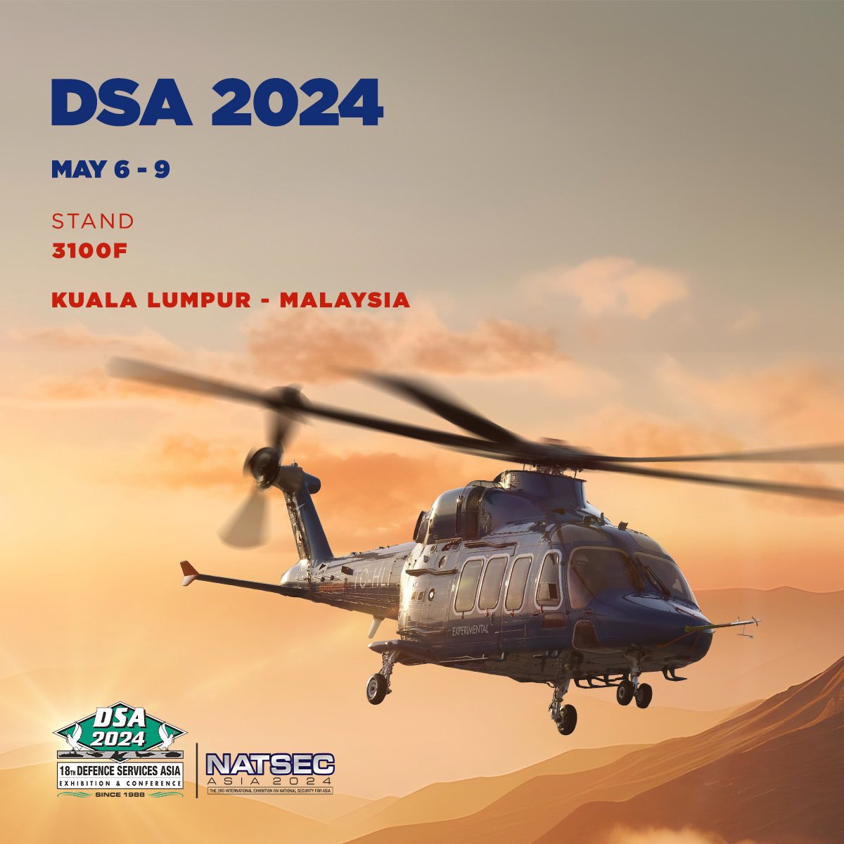 We are ready for #DSA2024 18th Defence Services Asia Exhibition & Conference, Asia's largest defence and homeland security fair at Kuala Lumpur, Malaysia. Come visit our stand 3100F, to explore the future in the sky! @DSAMalaysia 🗓️ May 6-9 📍Kuala Lumpur, Malaysia