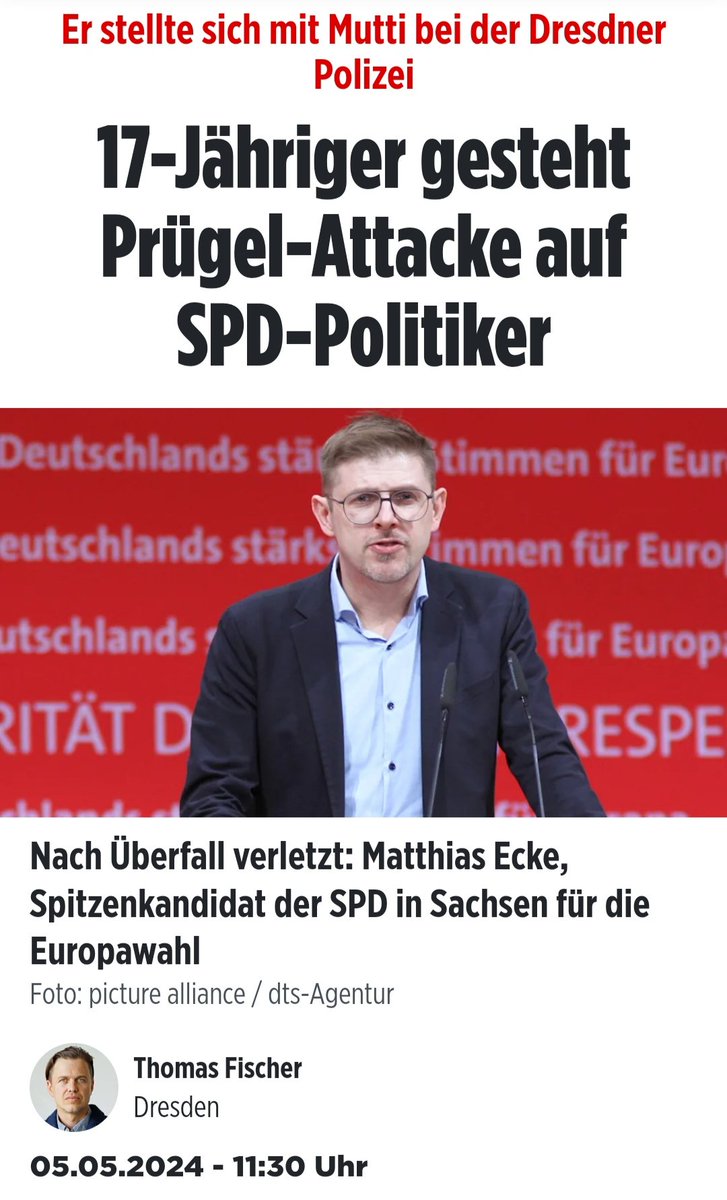 #Dresden
Einer der Täter hat sich gestellt. Unklar ist, ob es eine politisch motivierte Tat war, oder die von Halbstarken.

Die SPD wird aber heute um 17 Uhr am Tatort eine Demo gegen Rechts abhalten. Saskia Esken wird anwesend sein. Ausgerechnet...