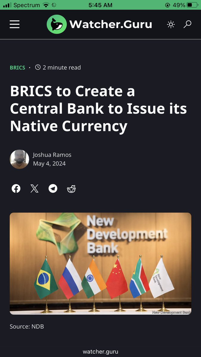 😎🌎⭐️ BRICS to create its own Central Bank. watcher.guru/news/brics-to-…
