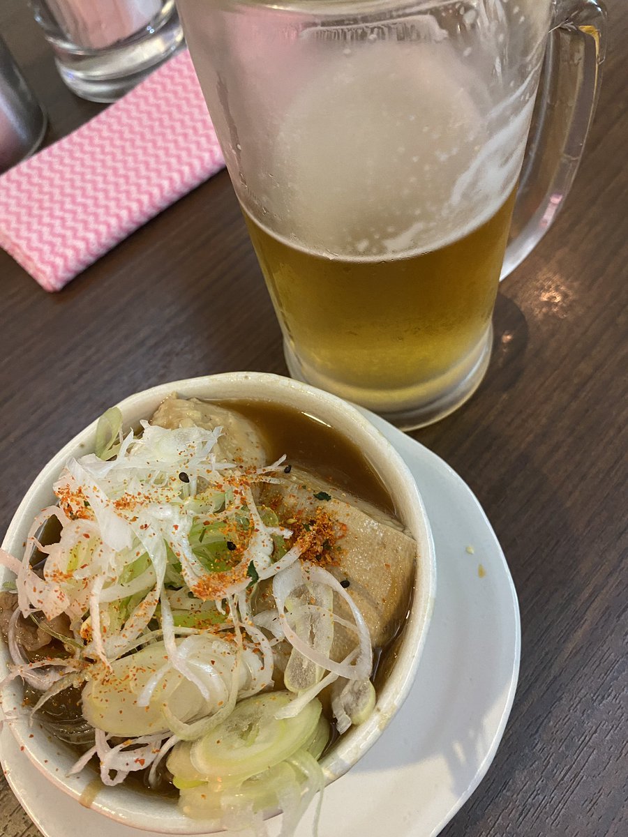 牛肉豆腐、生ビール #晩酌　#荻窪