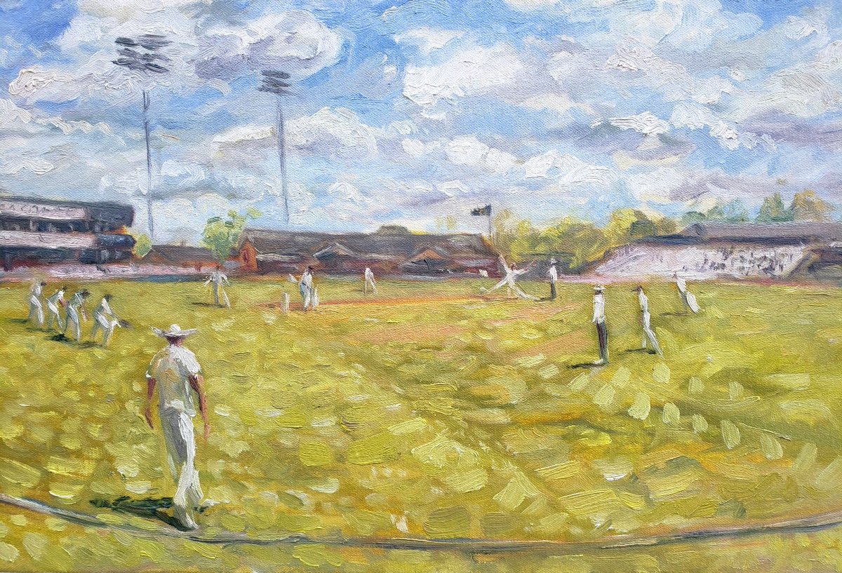 Yesterdays painting from  @DerbyshireCCC vs @SussexCCC @CountyChamp 🏴󠁧󠁢󠁥󠁮󠁧󠁿🏏🎨
Original artwork & prints now -> andybrownstadiums.com/product/derbys…
 #countycricket #wearederbyshire #gosbts #dccc @DCCCEvents