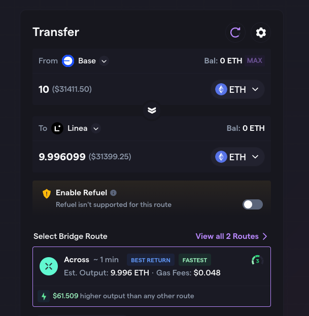 What are the best bridges to use for 10-100ETH transfers?

I went through all the options and again based on time, speed, and variety of chains, here are the top 3 choices:

1. LayerZero @StargateFinance @LayerZero_Labs 
Almost zero slippage, fairly low fees and around 3-4 mins…