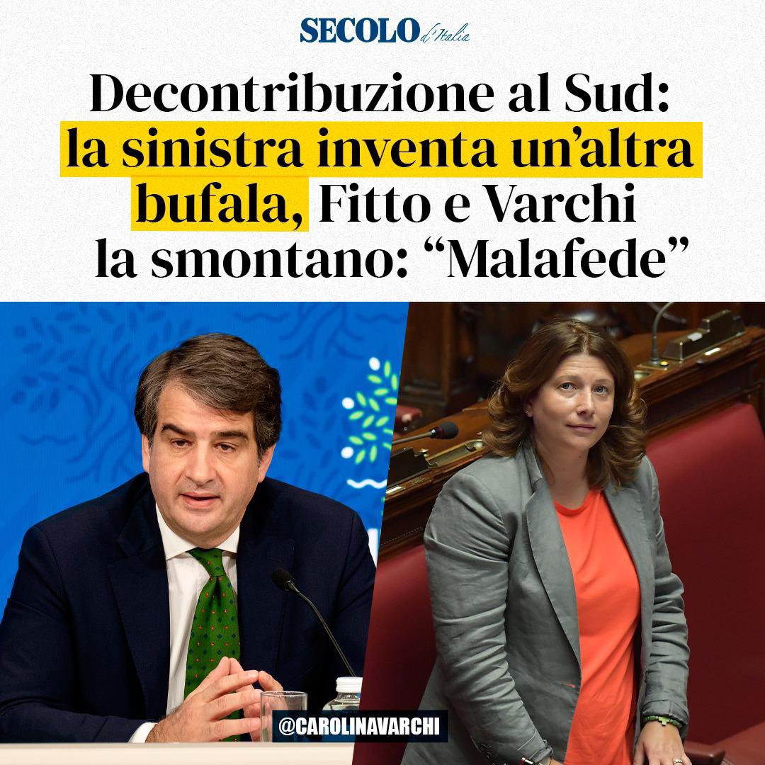 La decontribuzione Sud non è stata abolita, ma prorogata. Il governo avvierà un negoziato con la Commissione europea per verificare nuove modalità possibili di applicazione della misura. Chi sostiene che l’Esecutivo non vuole confermarla è in malafede.