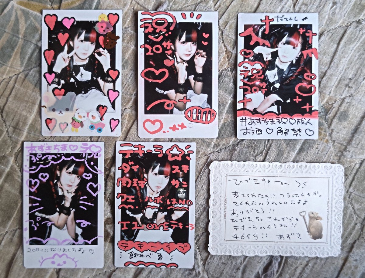 かすちゃんチェキ、リストバンド、トランプ ヴィランズの通販チェキが今日届きました さなちゃんのチェキトランプ