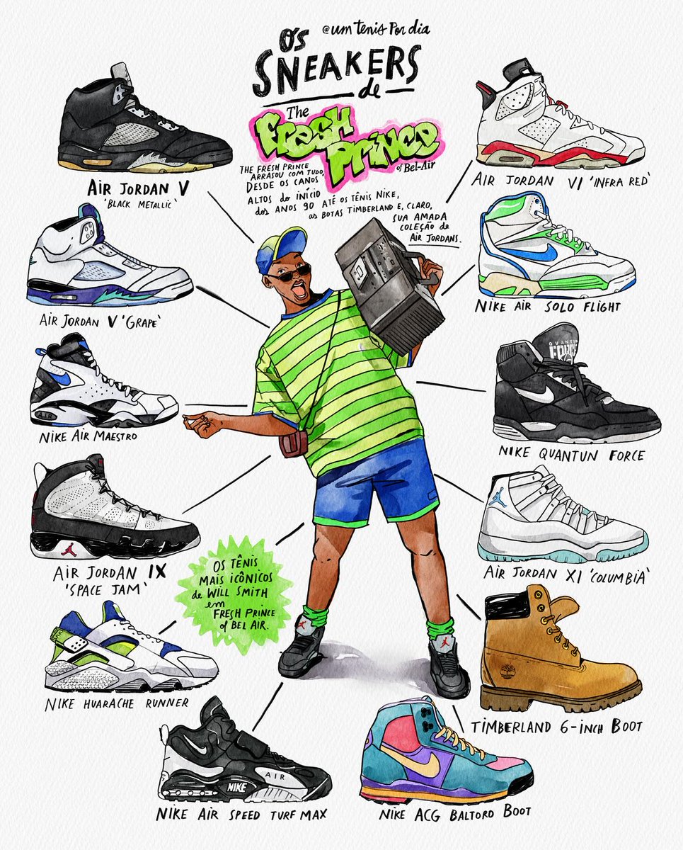 From towering basketball behemoths to slick bubble-bound runners, Sarah Kamada has illustrated Will Smith’s best footwear moments on The Fresh Prince of Bel-Air 🎨 📸: @umtenispordia (IG)