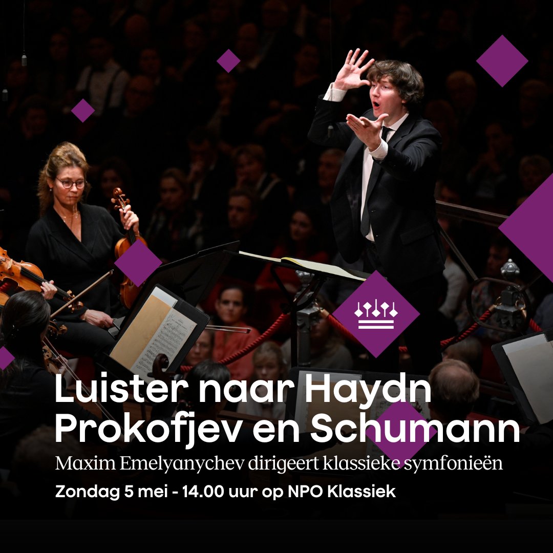 Luister om 14.00 in het Zondagmiddagconcert op NPO Klassiek naar klassieke symfonieën van Haydn, Prokofjev en Schumann's celloconcert door het Concertgebouworkest, onder leiding van Maxim Emelyanychev. Meer informatie: ow.ly/iXQ850Rca9I