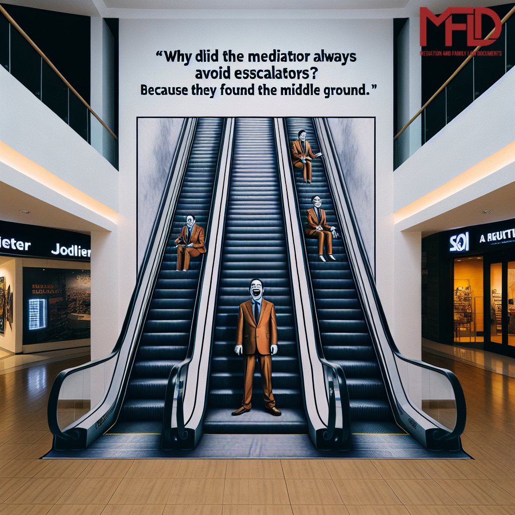 Sometimes laughter is the best mediator. 😂 Here's a mediation joke: Why did the mediator always avoid escalators?

Because they always found the middle ground. #MediationHumor #LightenUp.

Contact us at (805) 914-9644
1601 Carmen Drive, S urlbit.com/616d97