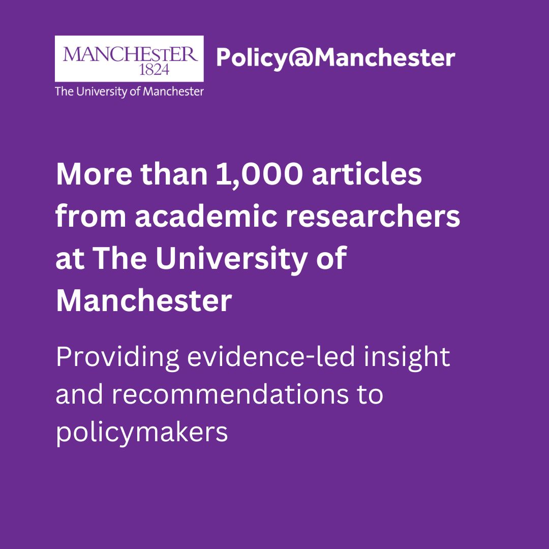 💭 Need some weekend reading? 📑 Our policy article series features over 1,000 pieces from researchers @OfficialUoM 🔎 We draw on world-leading research from @uomhums, @UoMSciEng & @FBMH_UoM to provide insight & policy recommendations Find out more 👇 blog.policy.manchester.ac.uk