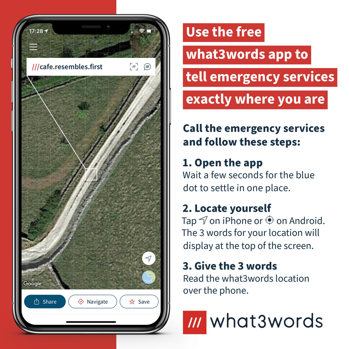 Need urgent medical help, but unsure of your location? @what3words is there to help when you don’t know your whereabouts. Download for free here: what3words.com/products/what3…