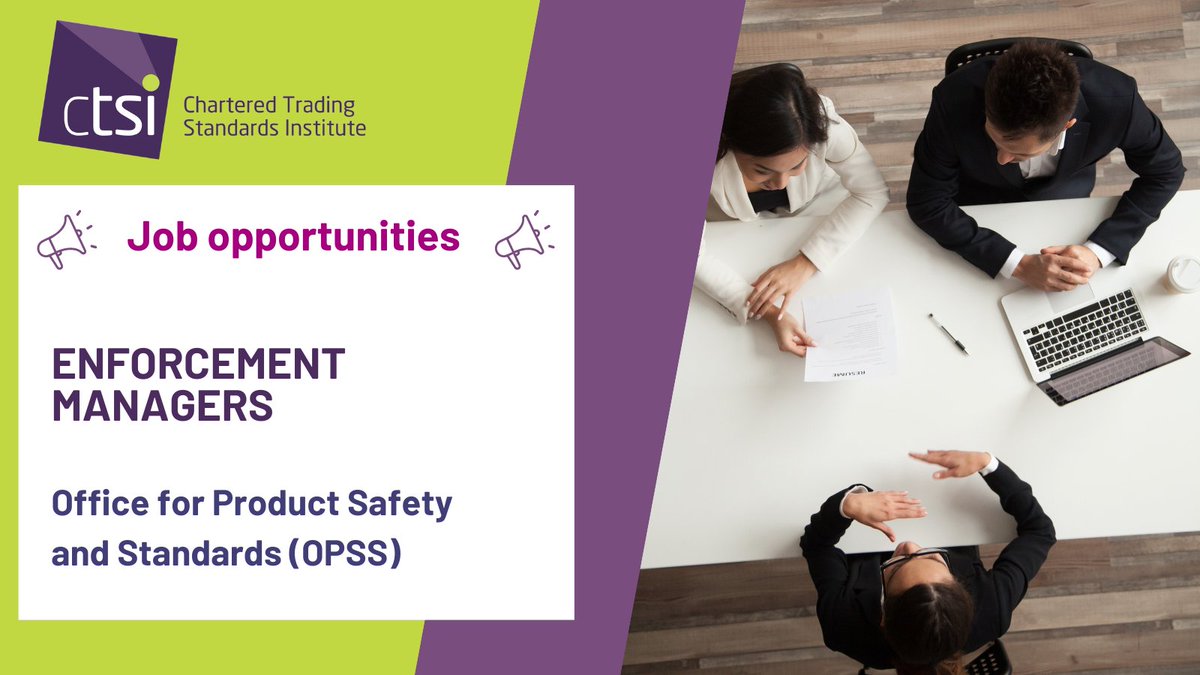 Join the Office for Product Safety and Standards (OPSS) as an Enforcement Manager! Make a real impact in ensuring product safety. Competitive salary, flexible working, and more. Apply now: tradingstandards.uk/practitioners/…