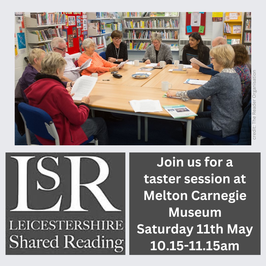 Saturday Switch Up Activity: Try out the world of Shared Reading with our taster session at Melton Carnegie Museum where we'll explore the magic of reading together. For adults, no need to book.
#SharedReading #LiteraryMagic #MeltonMowbray #LetsCreate